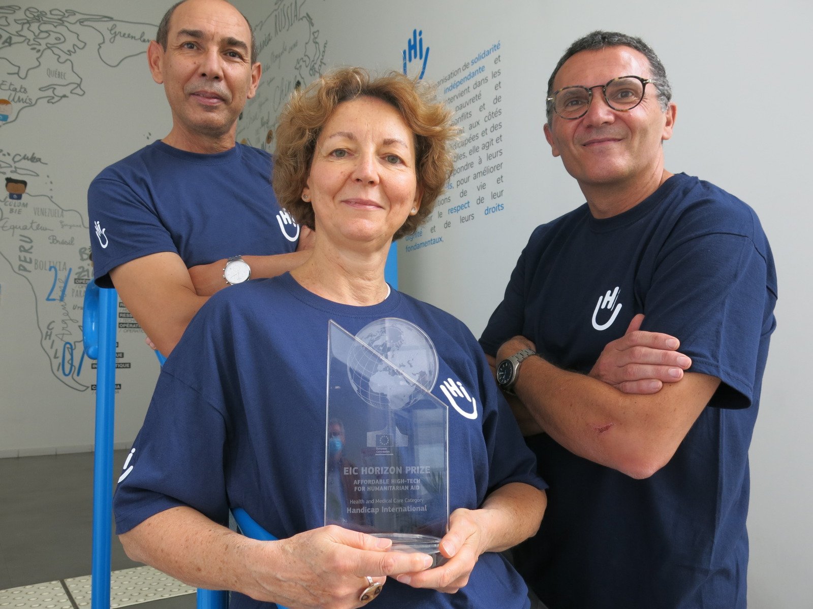 De laureaten van Horizonprijs van links naar rechts: Abder Banoune, Isabelle Urseau en Pierre Gallien.