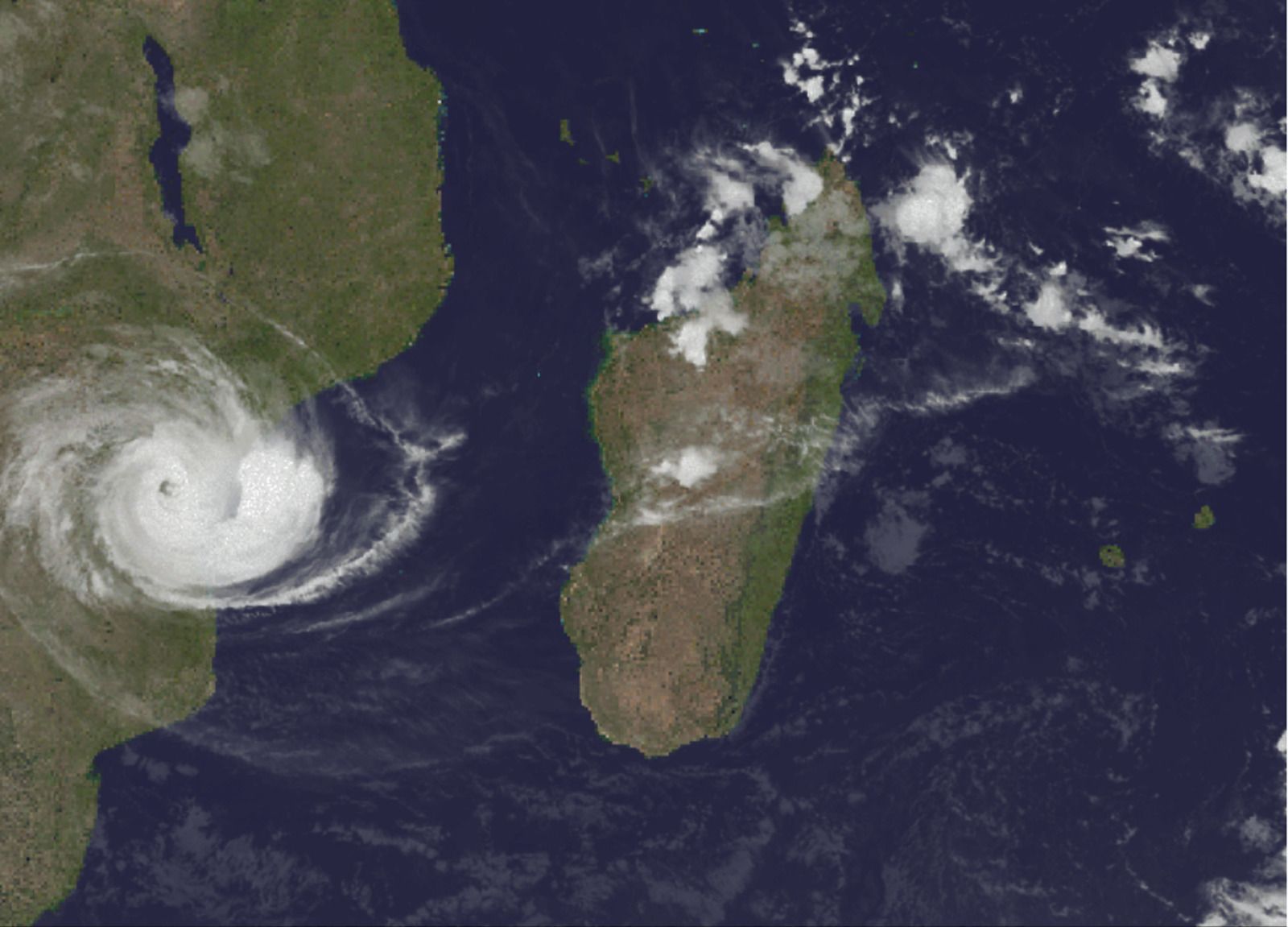 Satellietbeelden van de kust van Mozambique